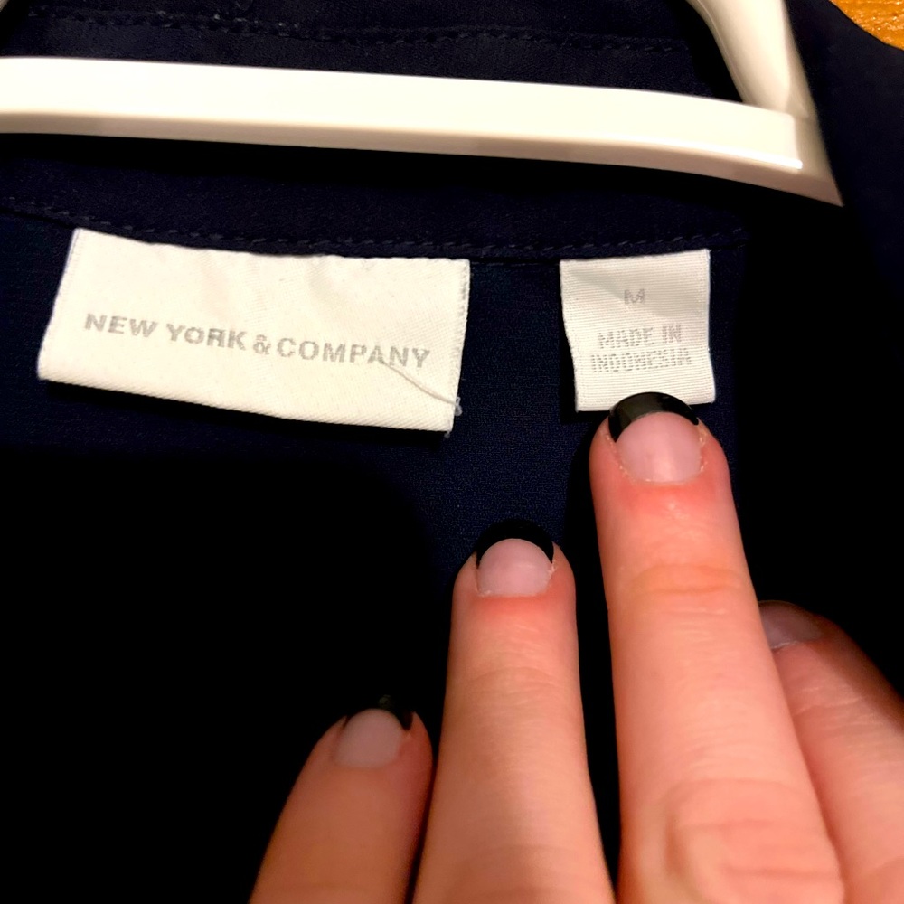 NY&C Navy Buttoned Blouse